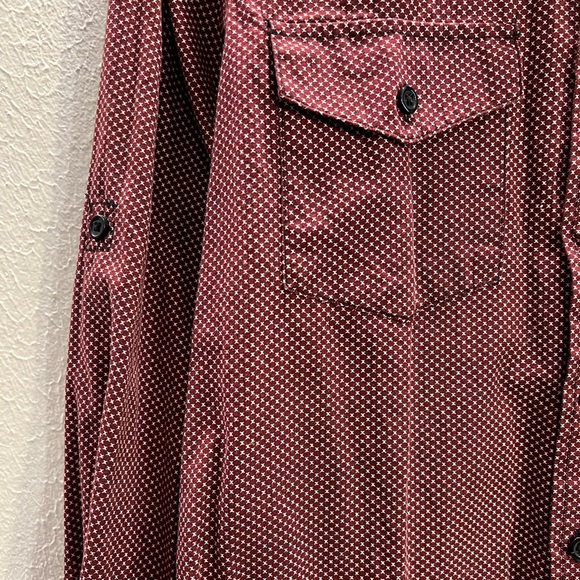 Red and White Button Down Slim Fit S by Black - Picture 3 of 4